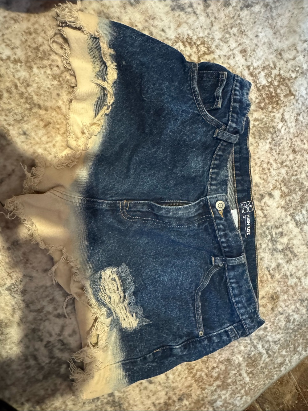 NOBO Ombre Distressed Denim Cutoff Shorts - Blue & Cream